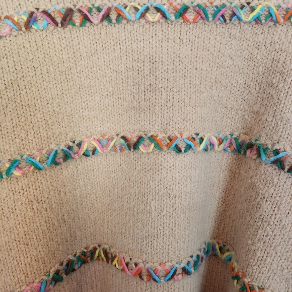 Bibi embroidered rainbow stitch sweater size xl cozy and soft fall - Picture 5 of 10